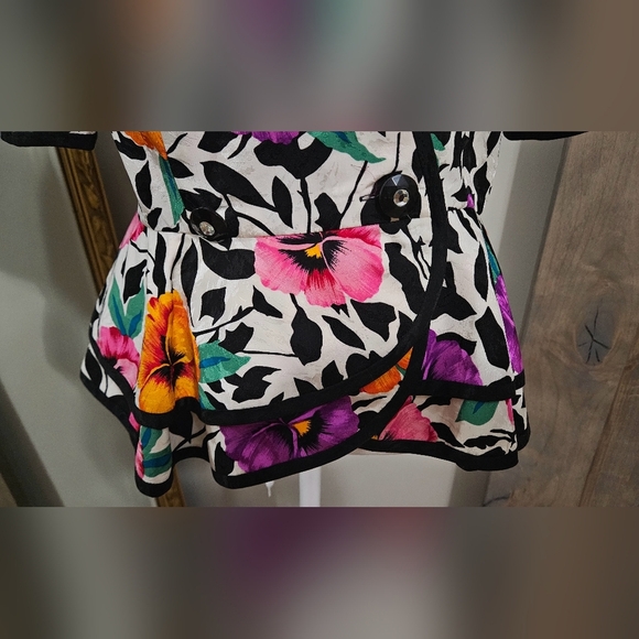 Vintage 80s A.J.BARI Floral 100% Silk Peplum Jacket Top. Size 10(medium) - Picture 12 of 15